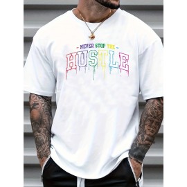 Hustle Print Men's Graphic Design Crew Neck T-shirt - Casual and Comfy for Summer