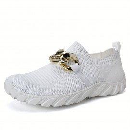 Walking Shoes for Women Chain Decor Slip On Chunky Sneakers Casual Fashion Tennis Workout Sneakers