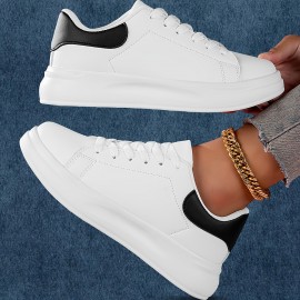 All-Season Chic: Comfortable & Durable Women's Contrast Color Sneakers - Perfect for Outdoor, Casual Lace-Up with Round Toe