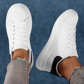 All-Season Chic: Comfortable & Durable Women's Contrast Color Sneakers - Perfect for Outdoor, Casual Lace-Up with Round Toe