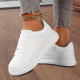 All-Season Chic: Comfortable & Durable Women's Contrast Color Sneakers - Perfect for Outdoor, Casual Lace-Up with Round Toe