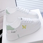 Women's Butterfly Print Casual Sneakers, Lace Up Platform Soft Sole Walking Skate Shoes, Low-top Comfort White Trainers