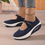 Women's Solid Color Mesh Sneakers, Ankle Strap Slingback Platform Casual Shoes, Comfy Walking Low-top Shoes