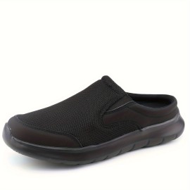 Plus Size Men's Solid Colour Slip On Walking Shoes, Comfy Non Slip Casual Cushioned Durable Slides For Men's Outdoor Activities