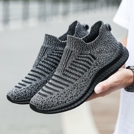 Men's Fashion Knit Breathable Slip On Sneakers, Anti-skid Comfortable Casual Sock Shoes