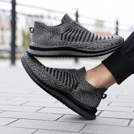 Men's Fashion Knit Breathable Slip On Sneakers, Anti-skid Comfortable Casual Sock Shoes