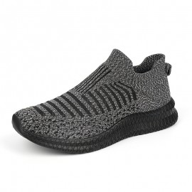 Men's Fashion Knit Breathable Slip On Sneakers, Anti-skid Comfortable Casual Sock Shoes