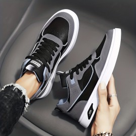 Men's Lace-up Sneakers, Skate Shoes With Good Grip, Easy To Clean PU Leather Upper