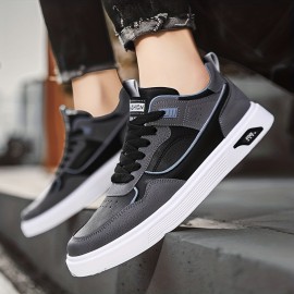 Men's Lace-up Sneakers, Skate Shoes With Good Grip, Easy To Clean PU Leather Upper