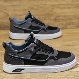 Men's Lace-up Sneakers, Skate Shoes With Good Grip, Easy To Clean PU Leather Upper