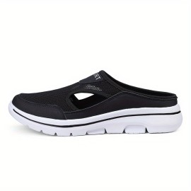 PLUS SIZE Men's Mesh Breathable Slides, Casual Non Slip Slippers, Open Toe Shoes For Indoor Outdoor Beach Shower