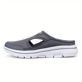 PLUS SIZE Men's Mesh Breathable Slides, Casual Non Slip Slippers, Open Toe Shoes For Indoor Outdoor Beach Shower