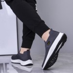 Men's Trendy Solid Sock Shoes, Breathable Woven Knit Slip On Sneakers Running Shoes For Outdoor Walking Running Camping Activities