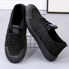 Men's Durable Breathable Sneakers, Slip On With Adjustable Lace Non Slip For Camping Walking