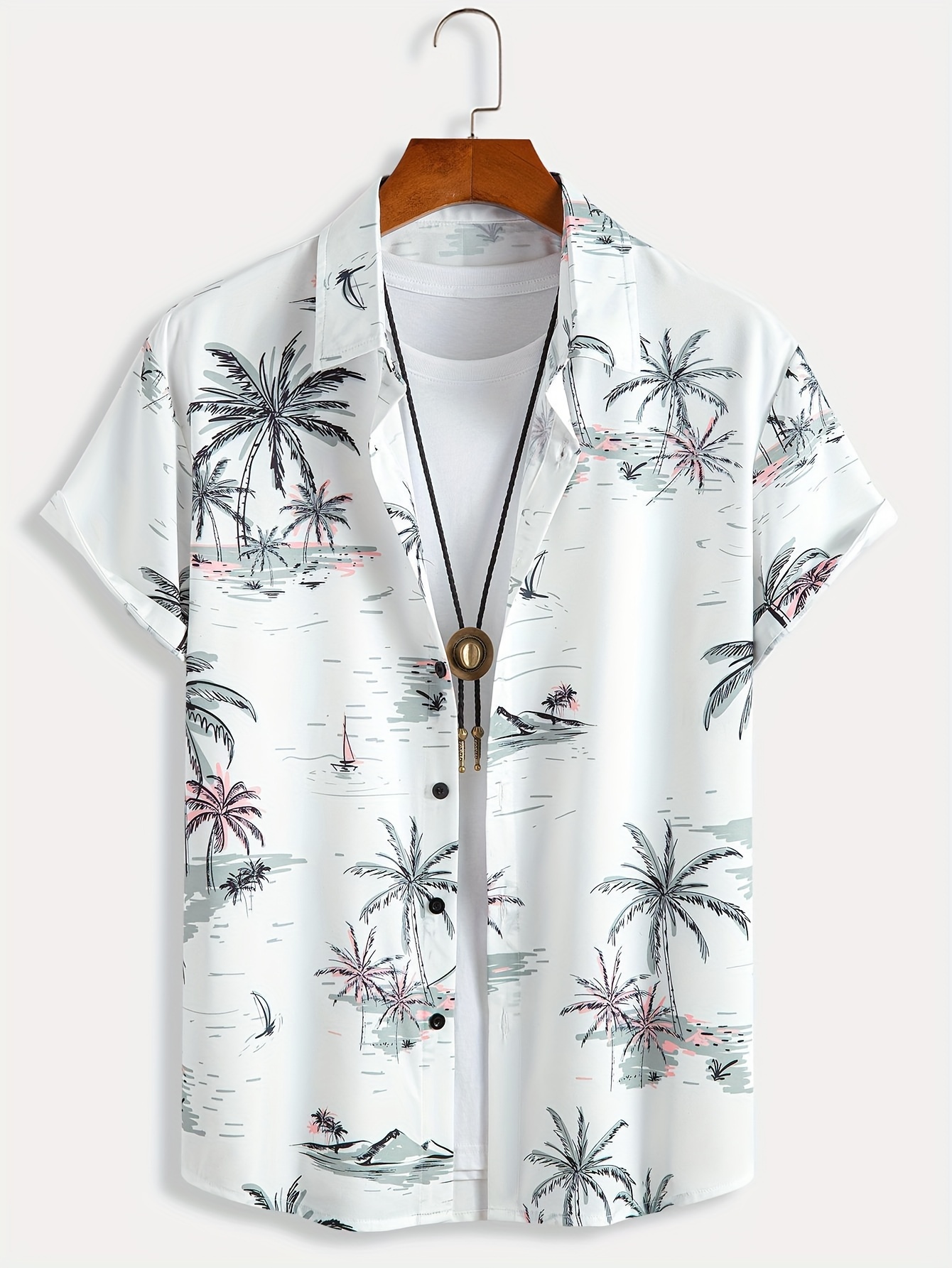 mens shirt top coconut tree print camp collar bowling shirts short sleeve closure summer male casual button up shirt for daily vacation resorts beach shirts for men details 0