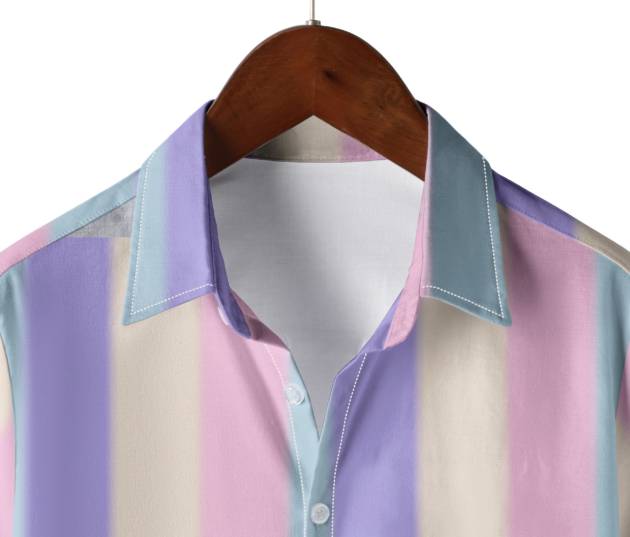 pastel colors stripes print men s button up short sleeve shirt regular fit for beach summer details 2