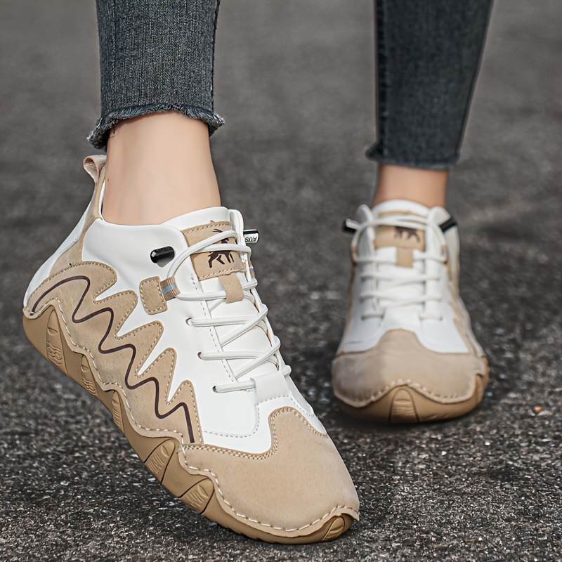 retro contrast color sneakers women s comfortable lace flat details 3