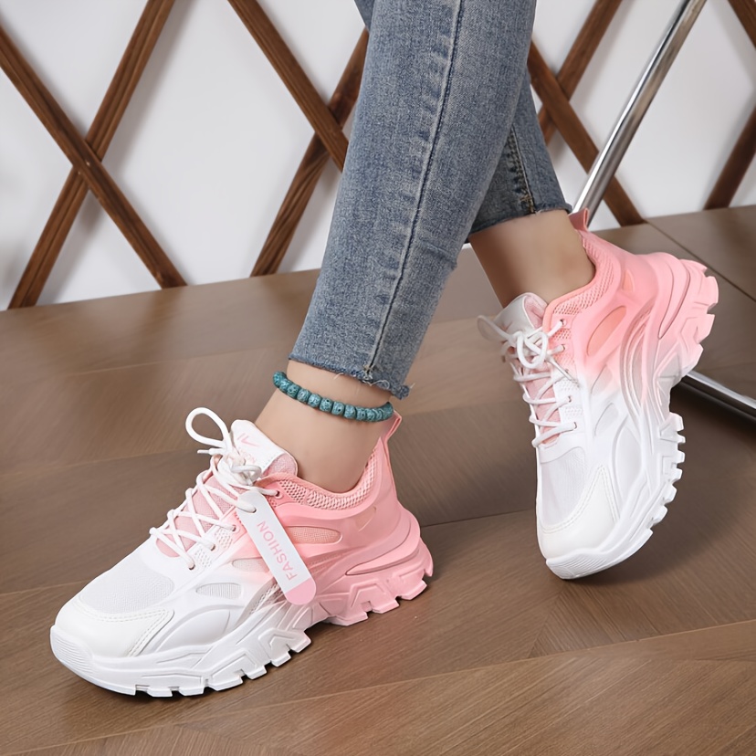 gradient chunky sneakers women s fashion lace low top details 0