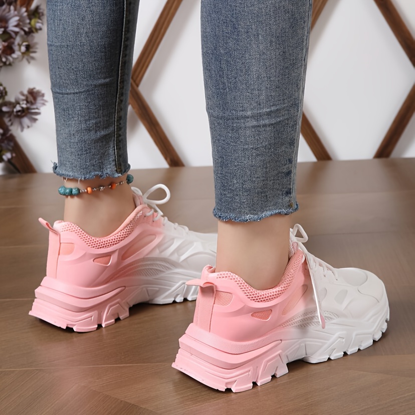 gradient chunky sneakers women s fashion lace low top details 4