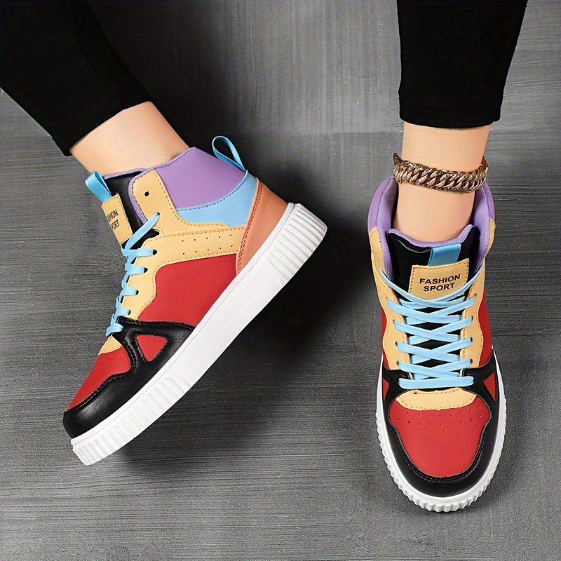 colorblock casual sneakers women s lace platform soft sole details 2