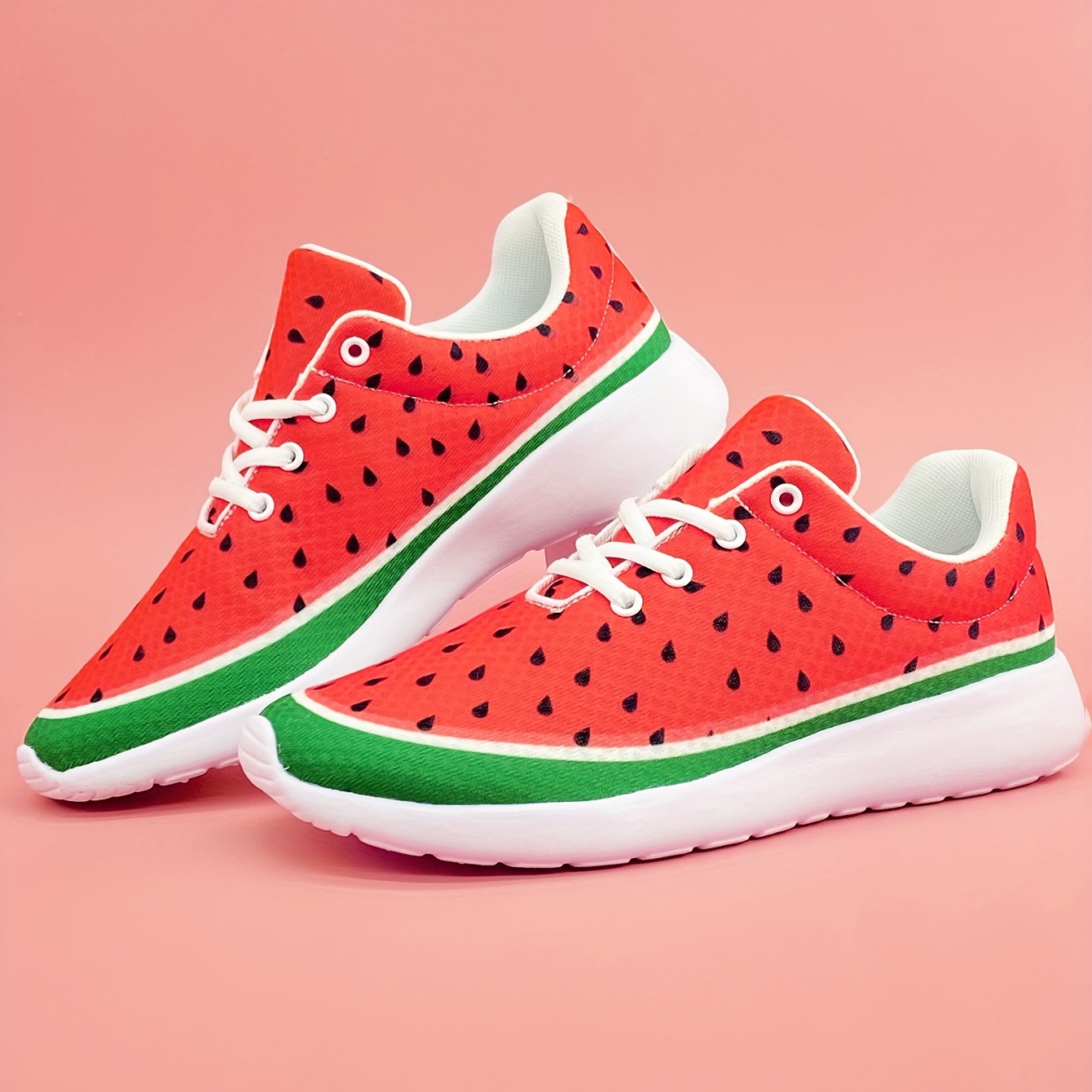 women s watermelon pattern sneakers casual lace outdoor details 0