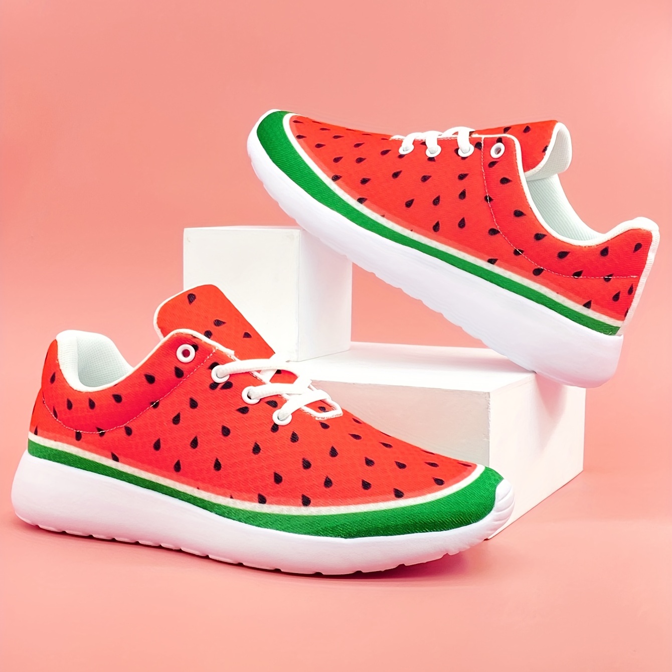 women s watermelon pattern sneakers casual lace outdoor details 1