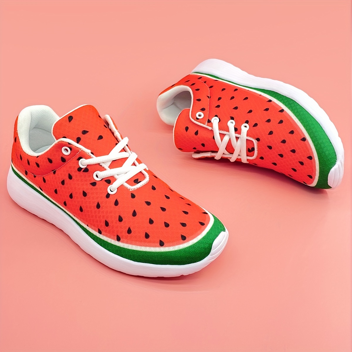 women s watermelon pattern sneakers casual lace outdoor details 4