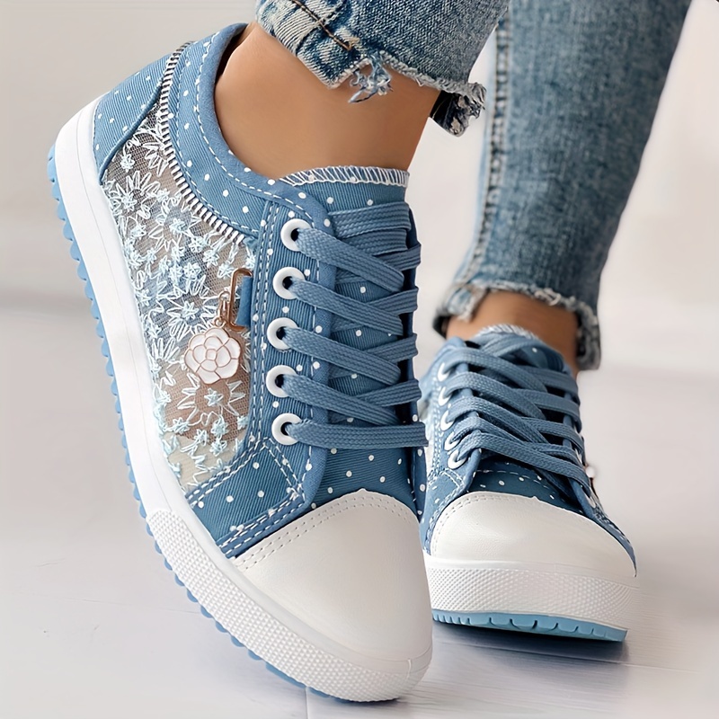 mesh flat sneakers women s casual round toe lace low top details 5