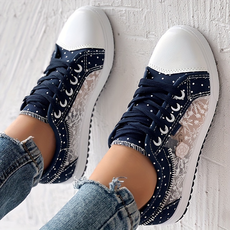 mesh flat sneakers women s casual round toe lace low top details 7