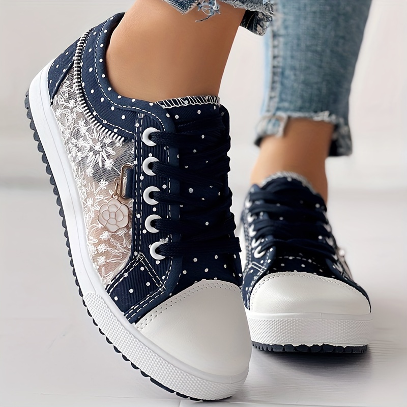 mesh flat sneakers women s casual round toe lace low top details 9