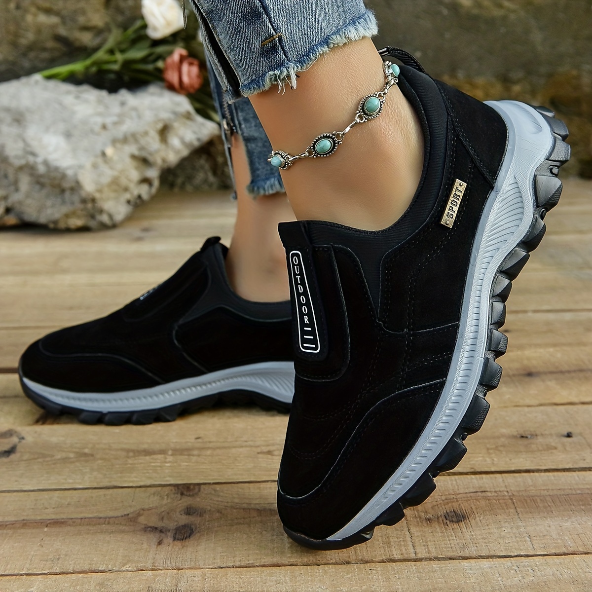 women s platform sneakers casual slip outdoor shoes details 2