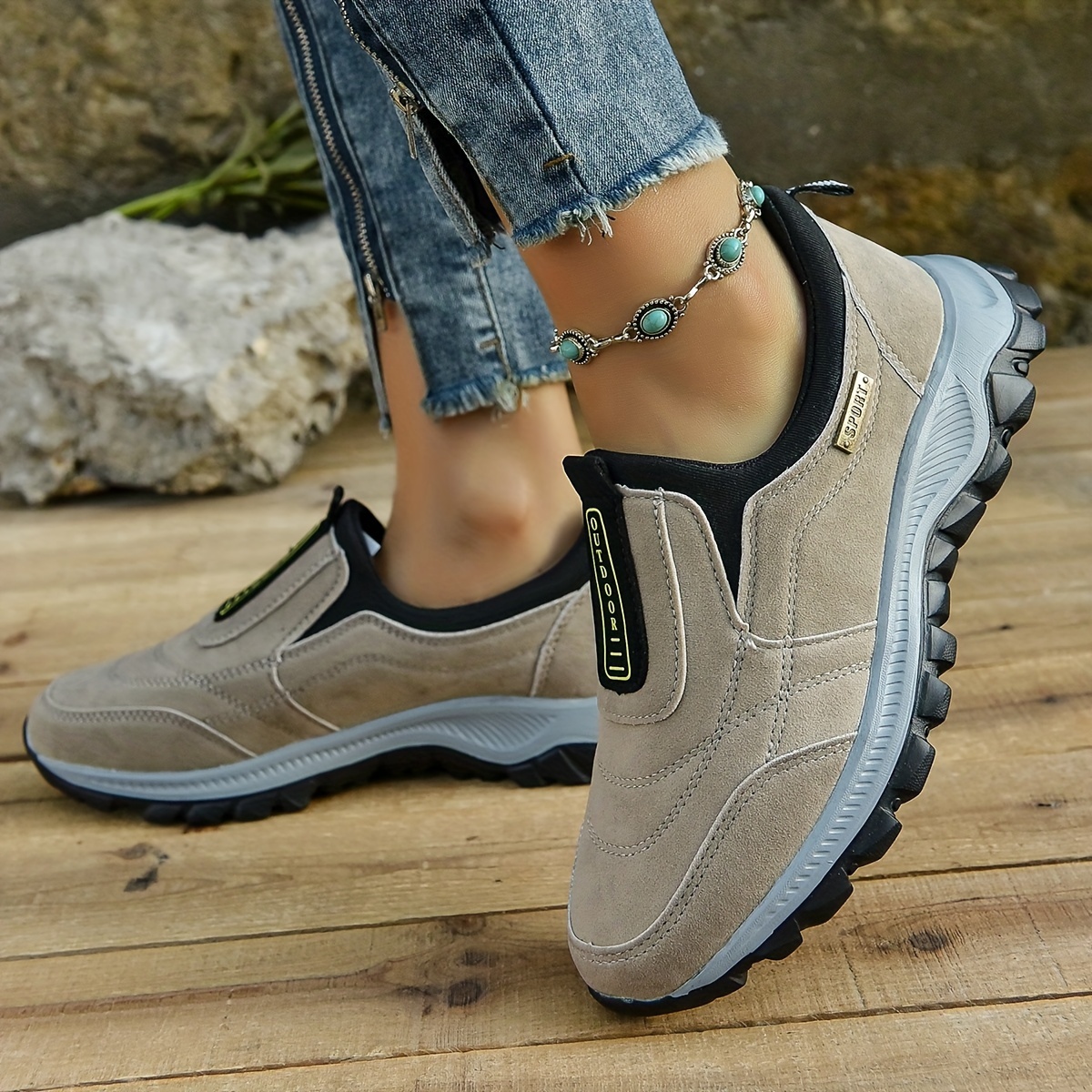 women s platform sneakers casual slip outdoor shoes details 4