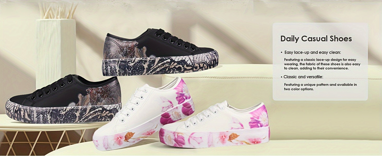 floral print skate shoes women s fashion lace low top details 5