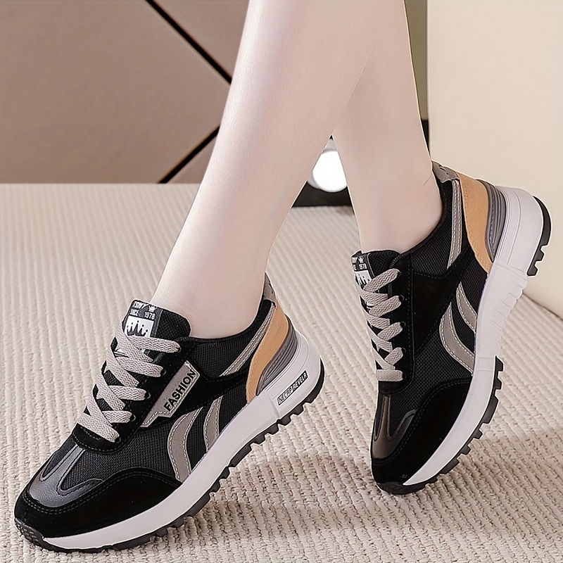 Women s Colorblock Mesh Sneakers Lace Platform Soft Sole details 2