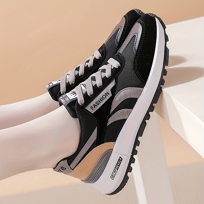 Women s Colorblock Mesh Sneakers Lace Platform Soft Sole details 3