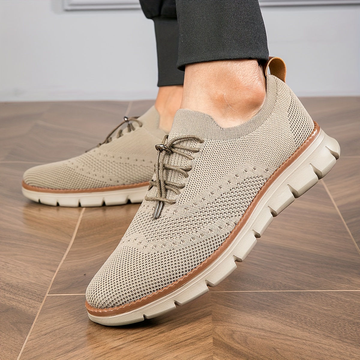 knit breathable sneakers plus size men s trendy solid colour details 8