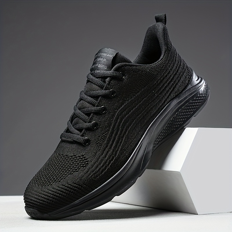 running shoes men s solid knit breathable lace comfy soft details 0