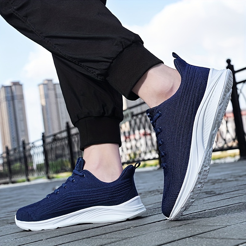 running shoes men s solid knit breathable lace comfy soft details 5