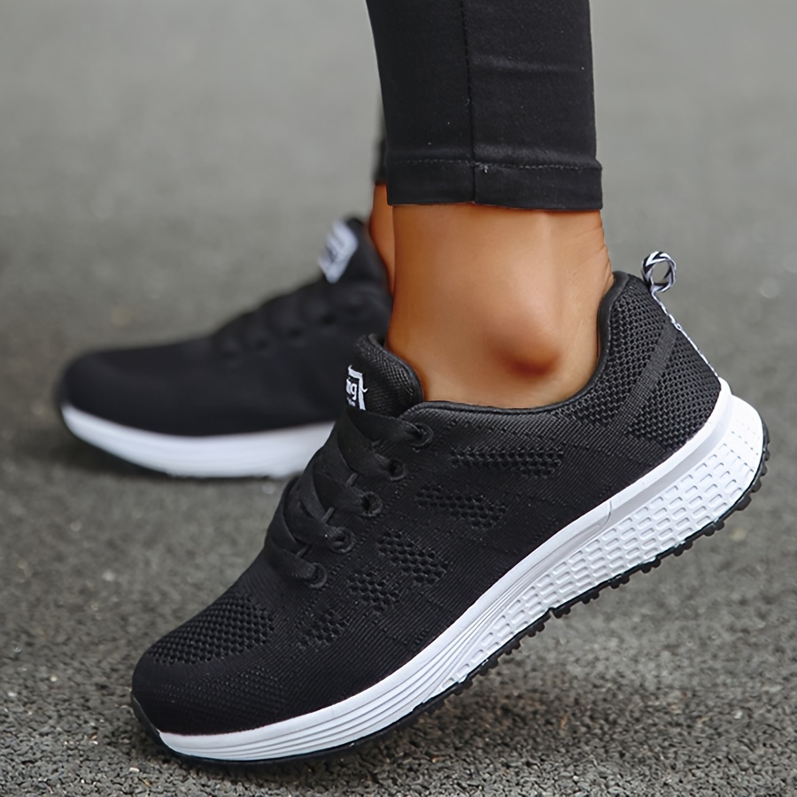 running shoes men s trendy solid woven knit breathable lace details 0