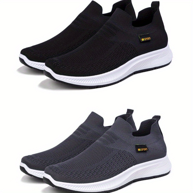 trendy solid sock shoes men s breathable woven knit slip details 2