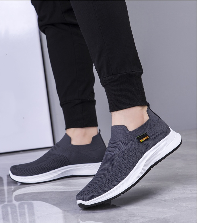 trendy solid sock shoes men s breathable woven knit slip details 3