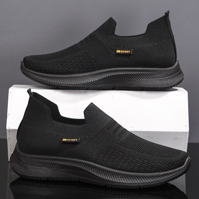 trendy solid sock shoes men s breathable woven knit slip details 7