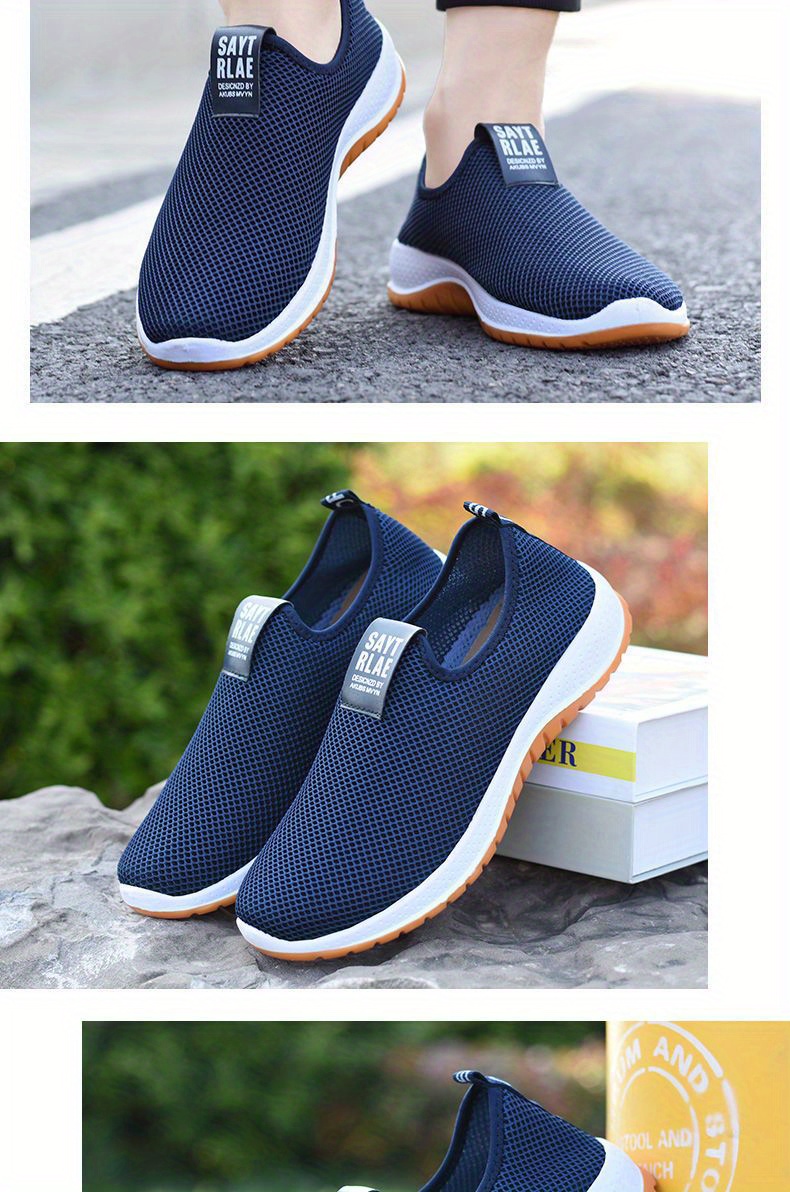 Mens Solid Color Breathable Slip On Sock Shoes Comfy Non Slip Casual Durable Eva Sole Walking Shoes Mens Daily Footwear Check Out Today s Deals Now Temu details 1