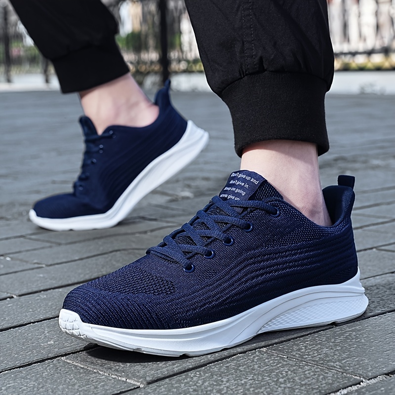 running shoes men s knitted breathable non slip lightweight details 0