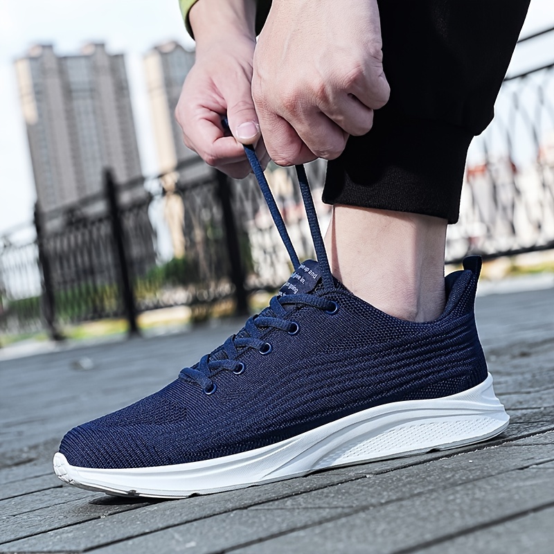 running shoes men s knitted breathable non slip lightweight details 5